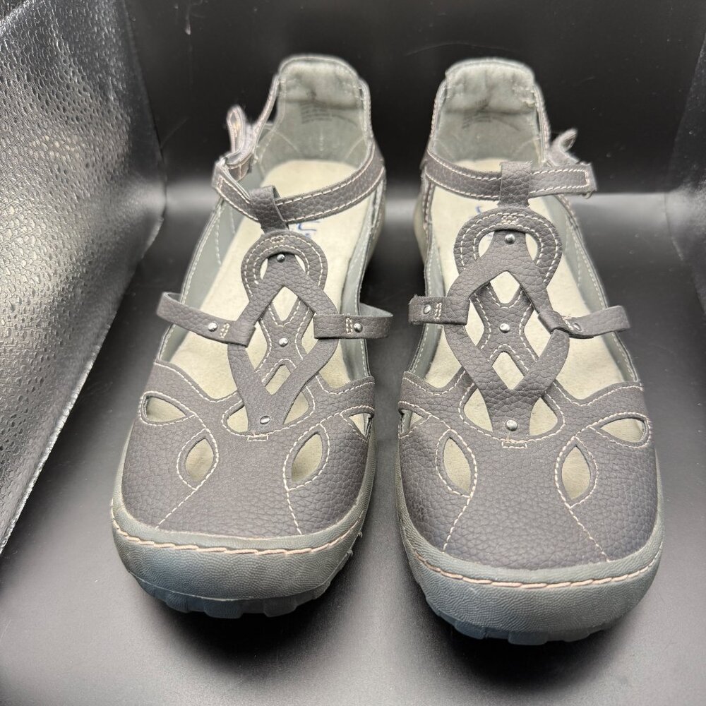 Jbu By Jambu Womens Sydney Memory Foam Gray T-Strap Sandals Size 10M